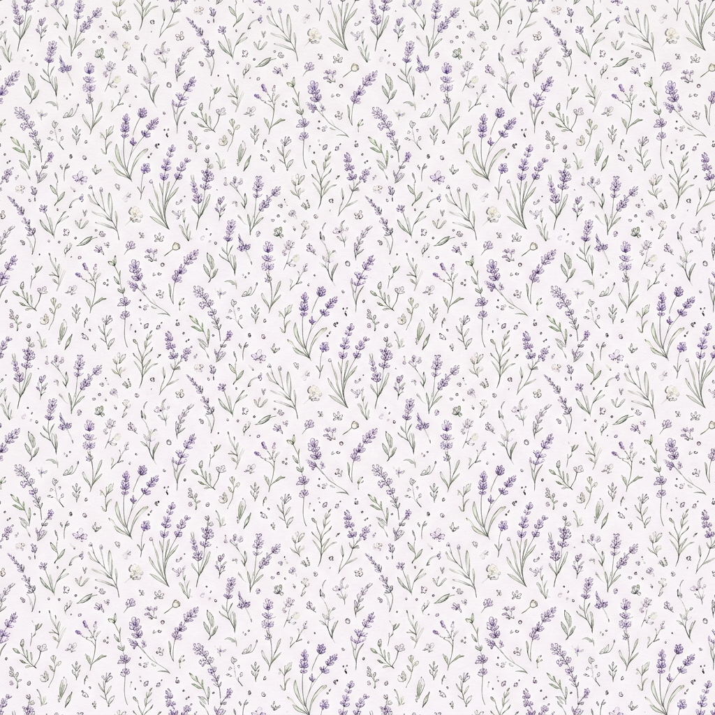Lavender Floral Pattern With Small Wildflowers