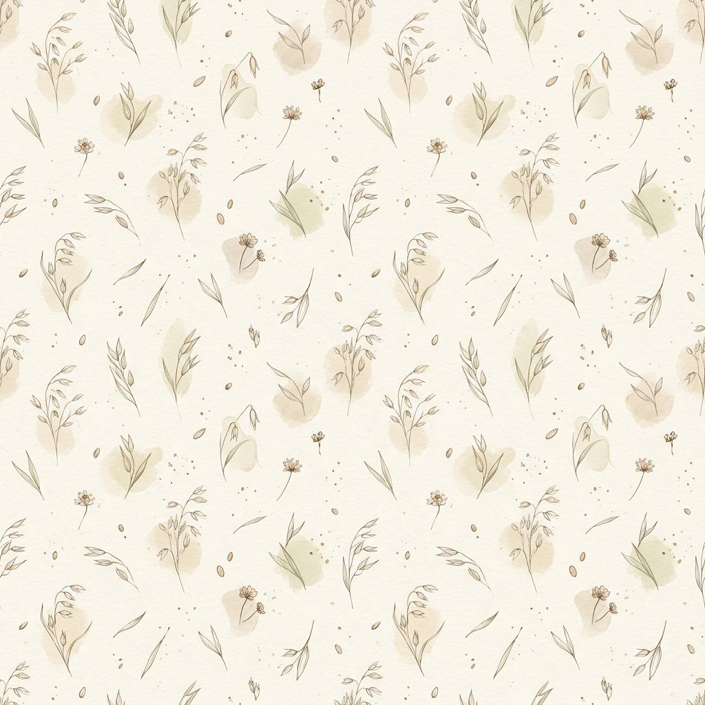 Seamless Pattern With Hand Drawn Botanical Wheat And Floral Elements