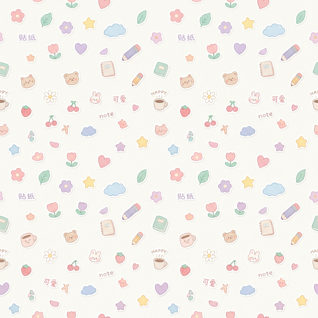 Kawaii Stationery And Animal Pattern Design