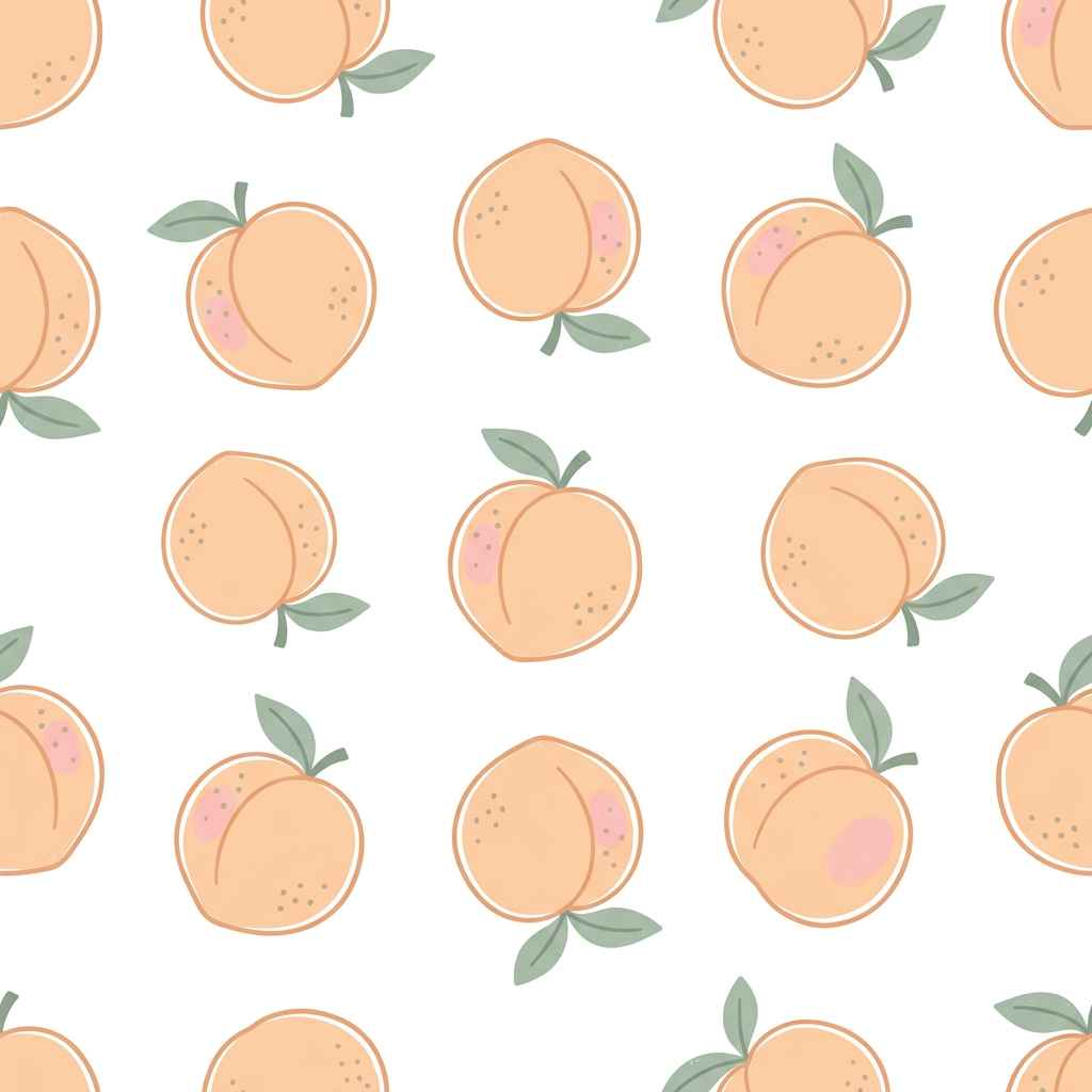 Seamless Pattern With Repeating Peach Fruit Illustrations