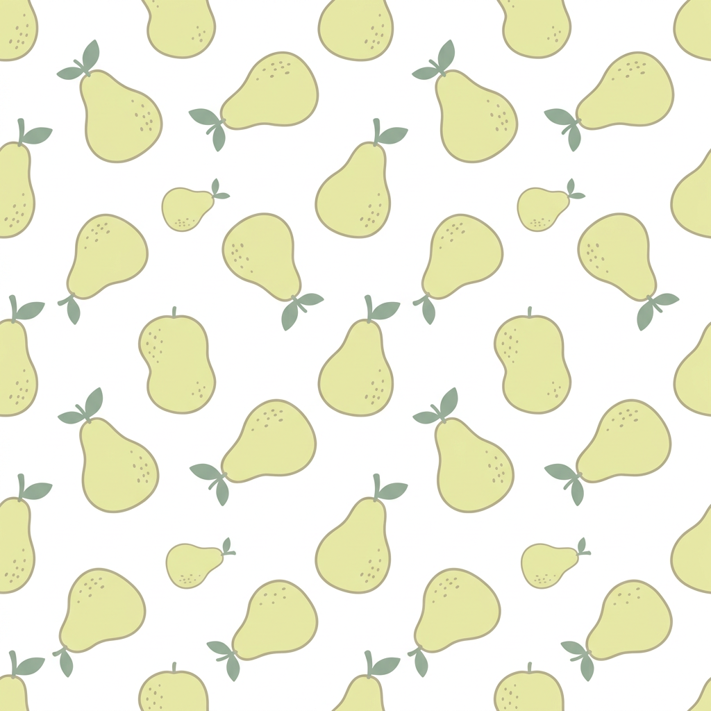 Seamless Pattern With Hand Drawn Pear Fruit Motifs