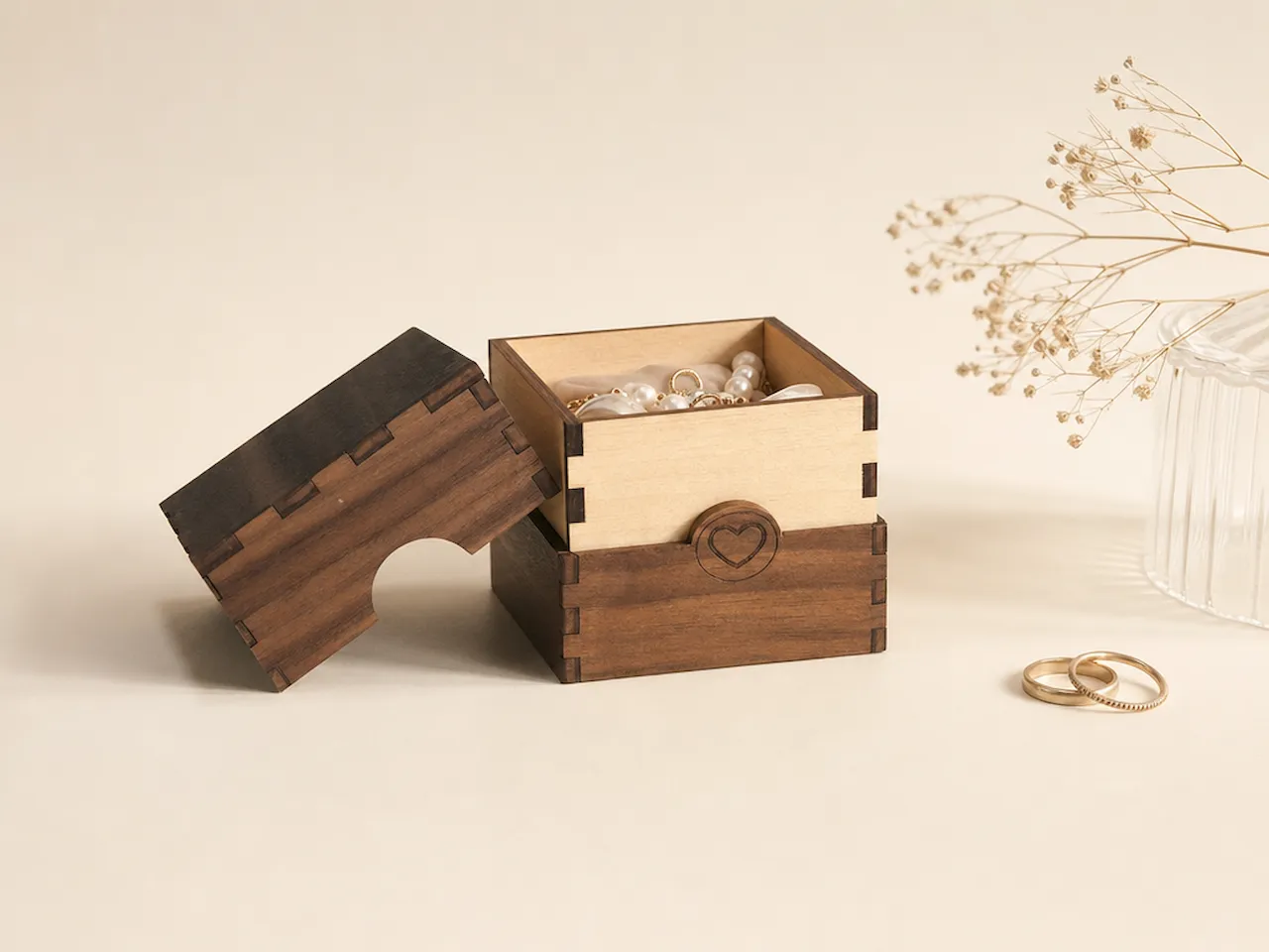 [Laser cut and engrave,Blade cut] Heart Gift Box Set