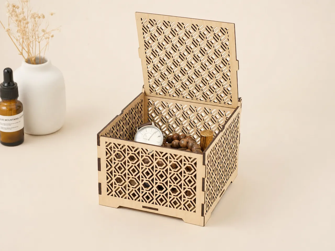 [Laser cut and engrave,Blade cut] Hinged Lid Box