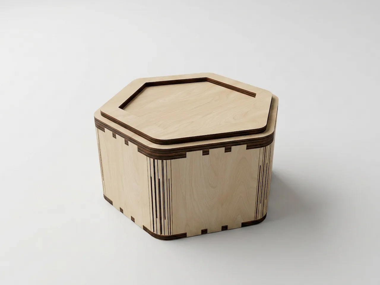 [Laser cut and engrave,Blade cut] Rounded Polygon Box with Lid