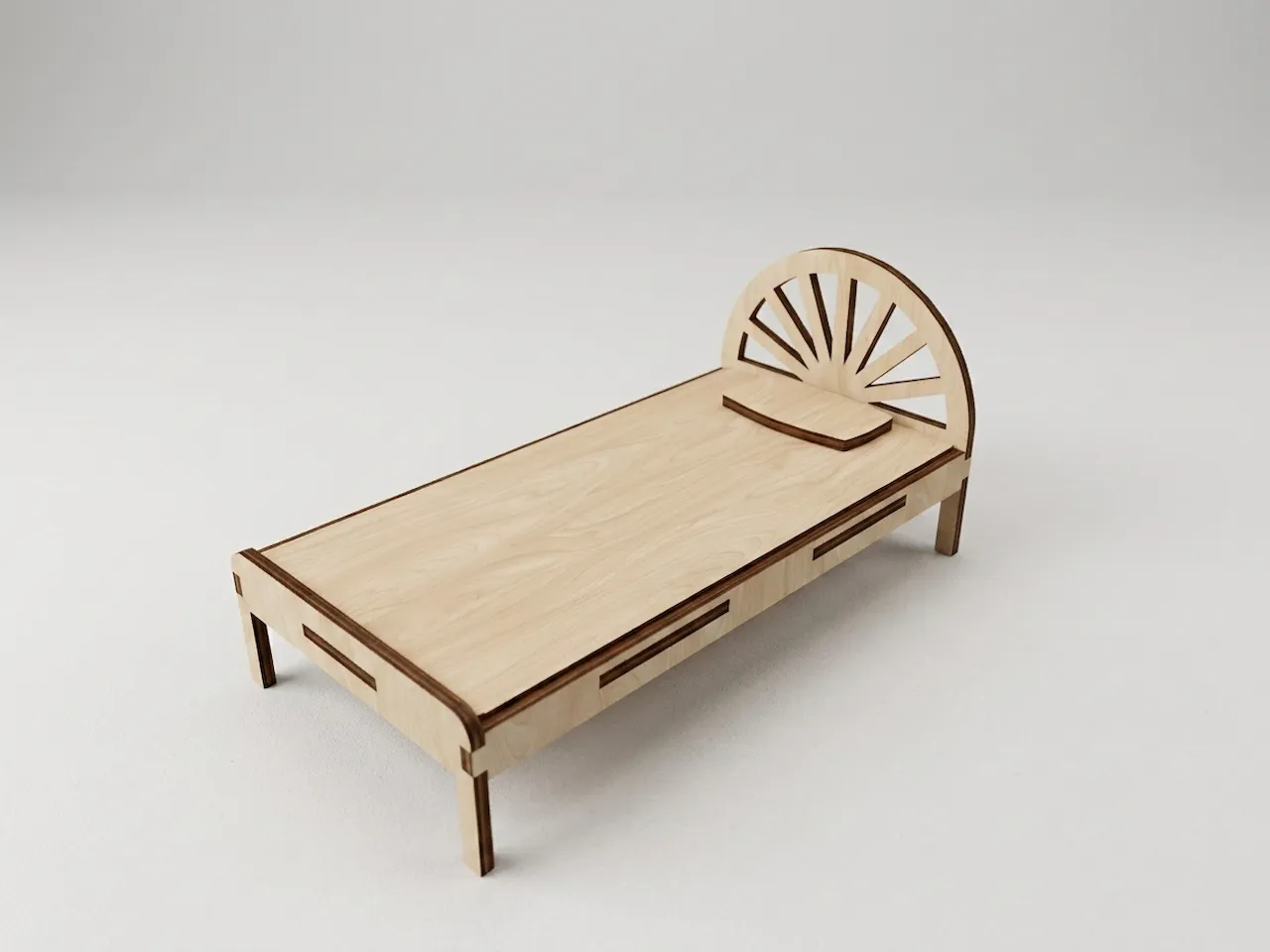 [Laser cut and engrave,Blade cut] Miniature Single Bed