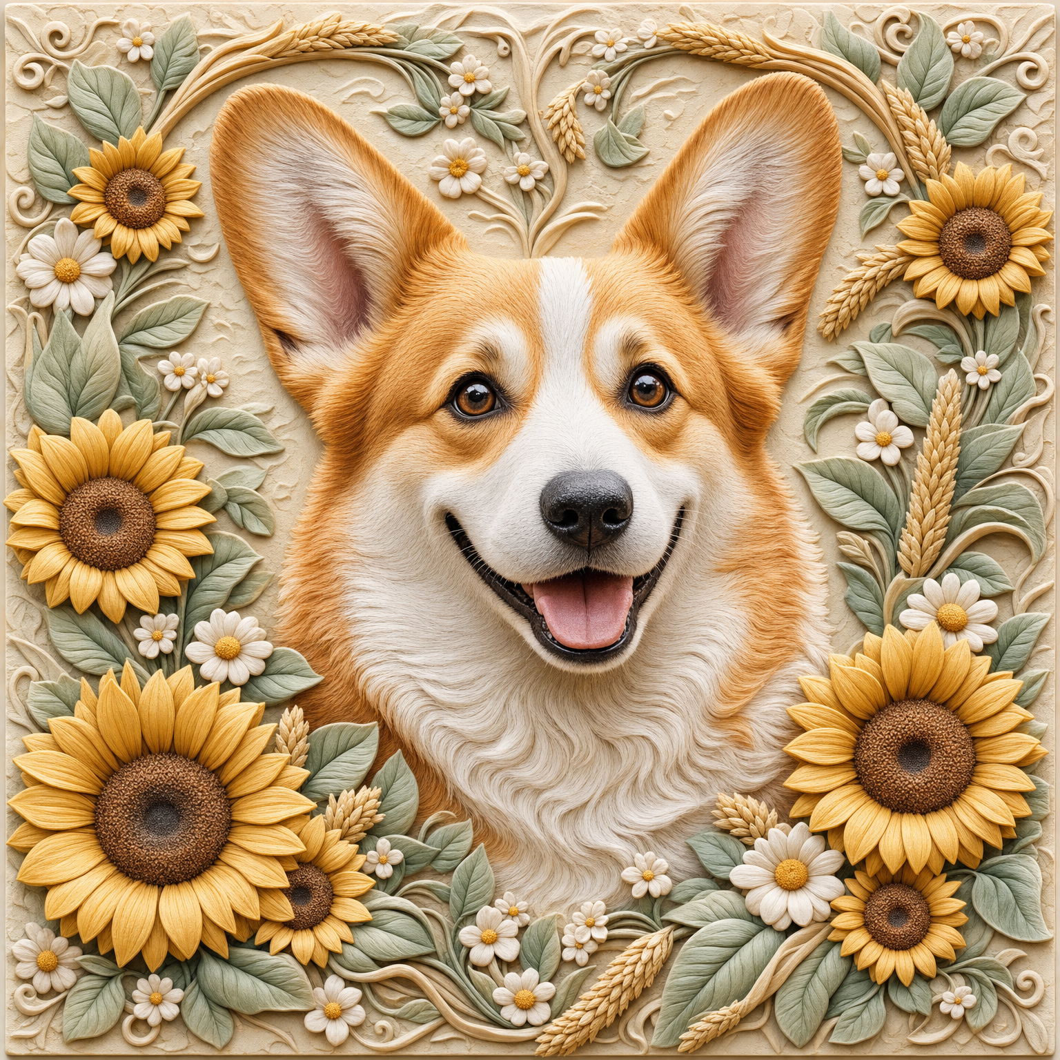 corgi-sunflower-daisy-family