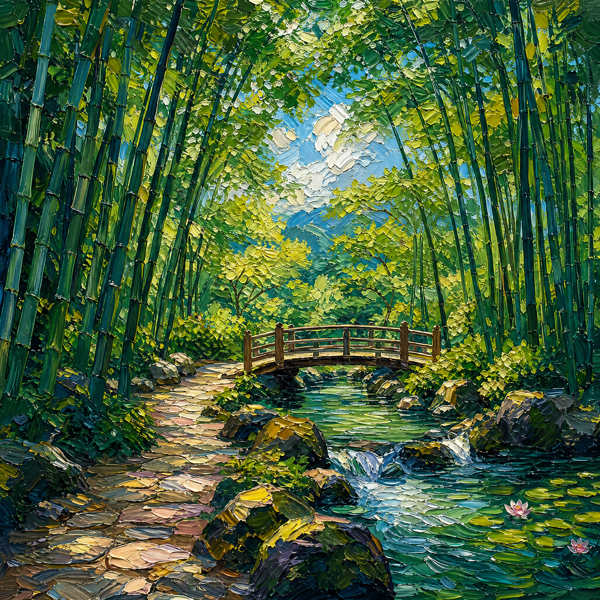 Bamboo grove path landscape