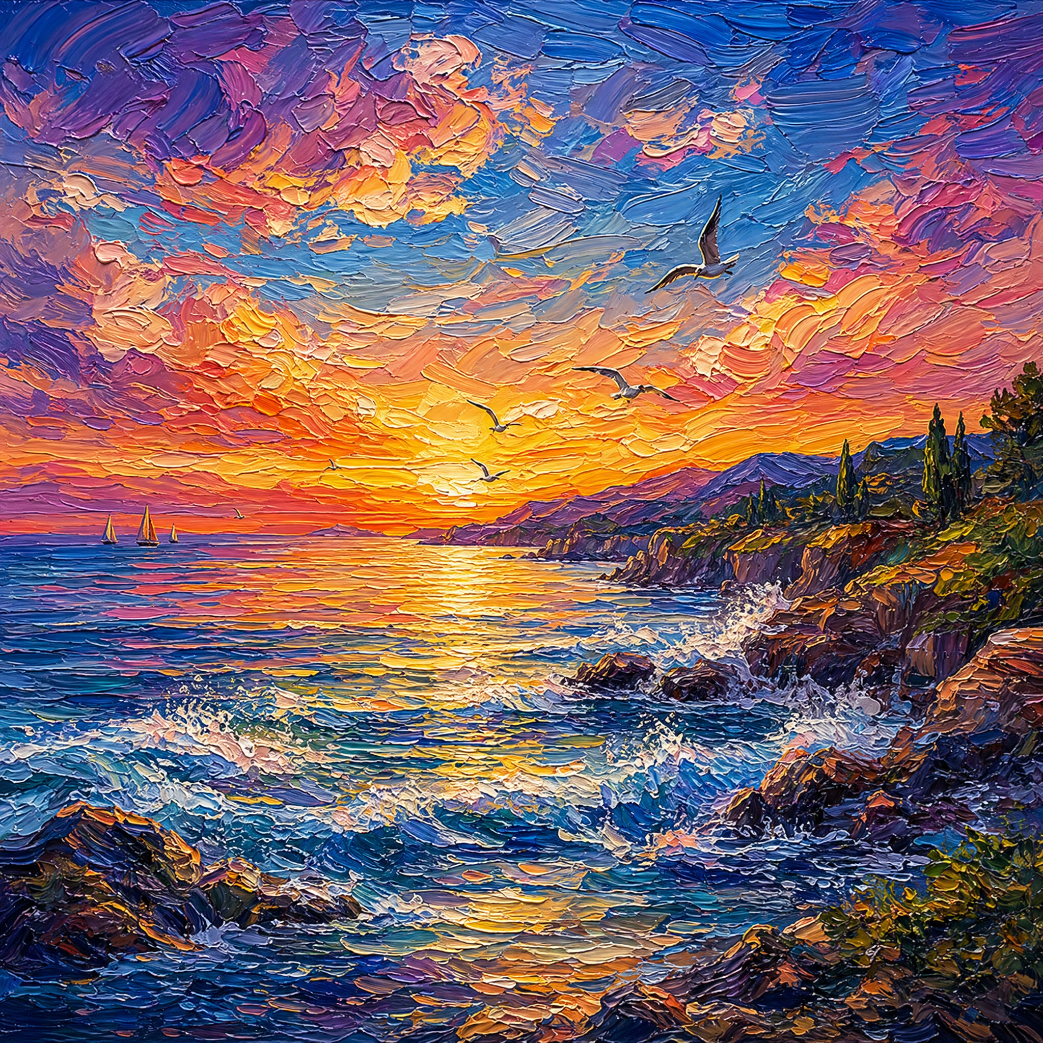 Seaside sunset landscape