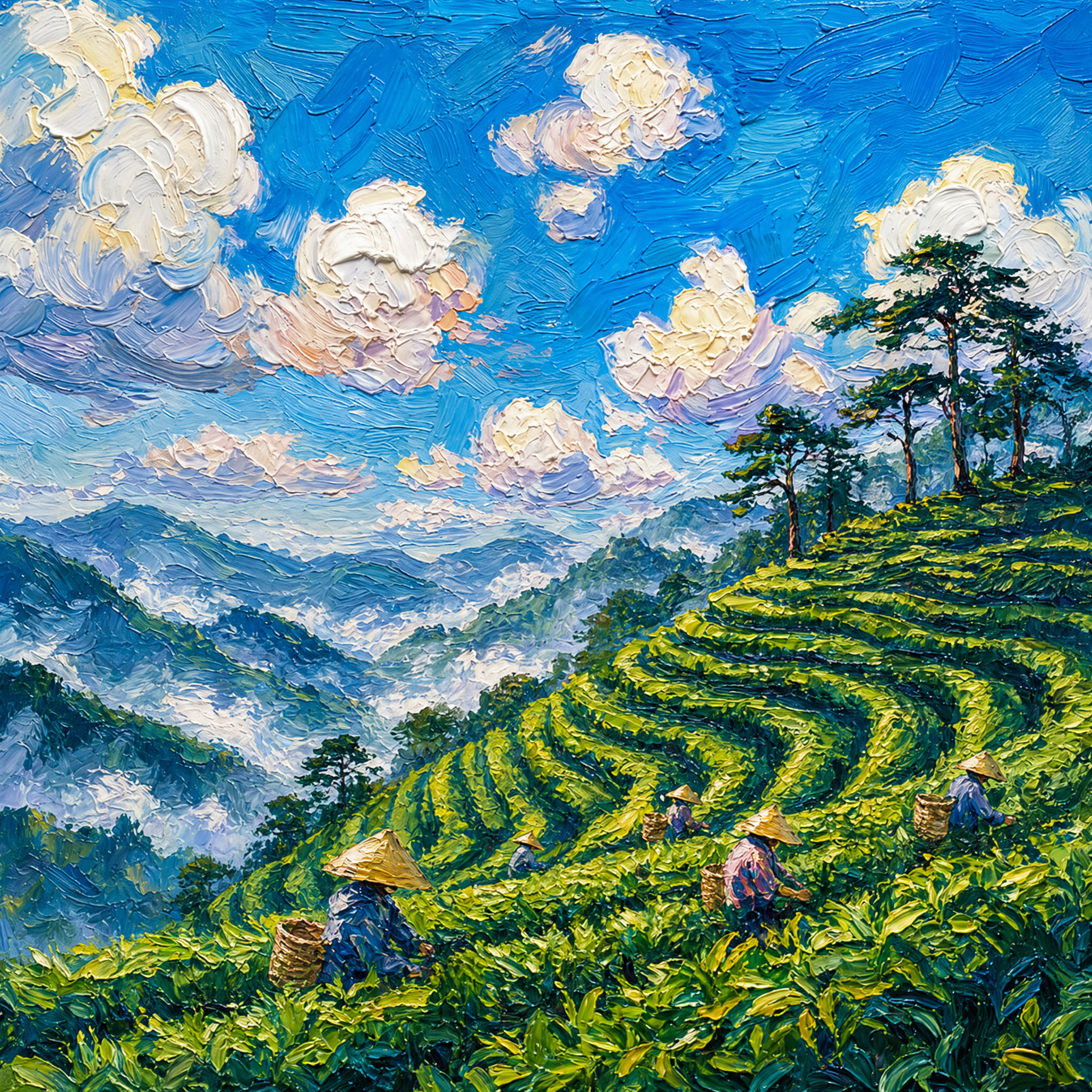 Tea plantation terraces landscape