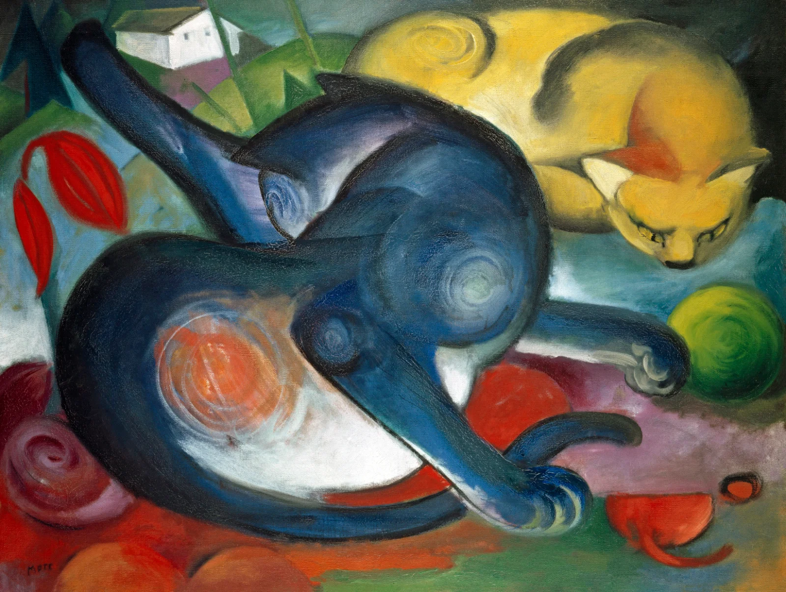 Two cats, blue and yellow (1912)