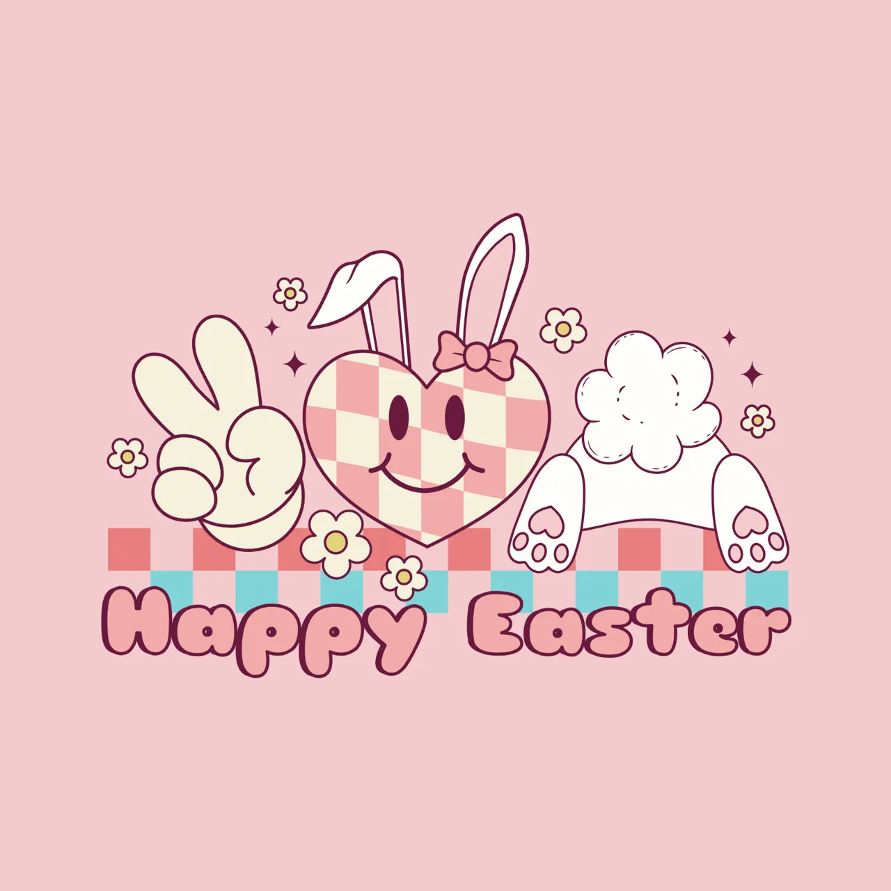 Laser cut and engrave Happy Easter Bunny Heart Peace Sign