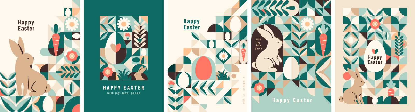 Geometric Easter Rabbit And Egg Patterns
