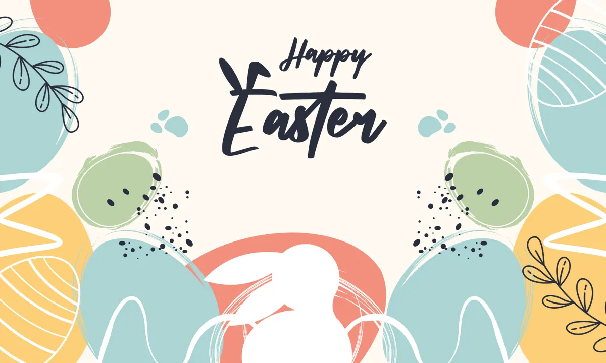 Laser cut and engrave Happy Easter Greeting With Rabbit Motifs