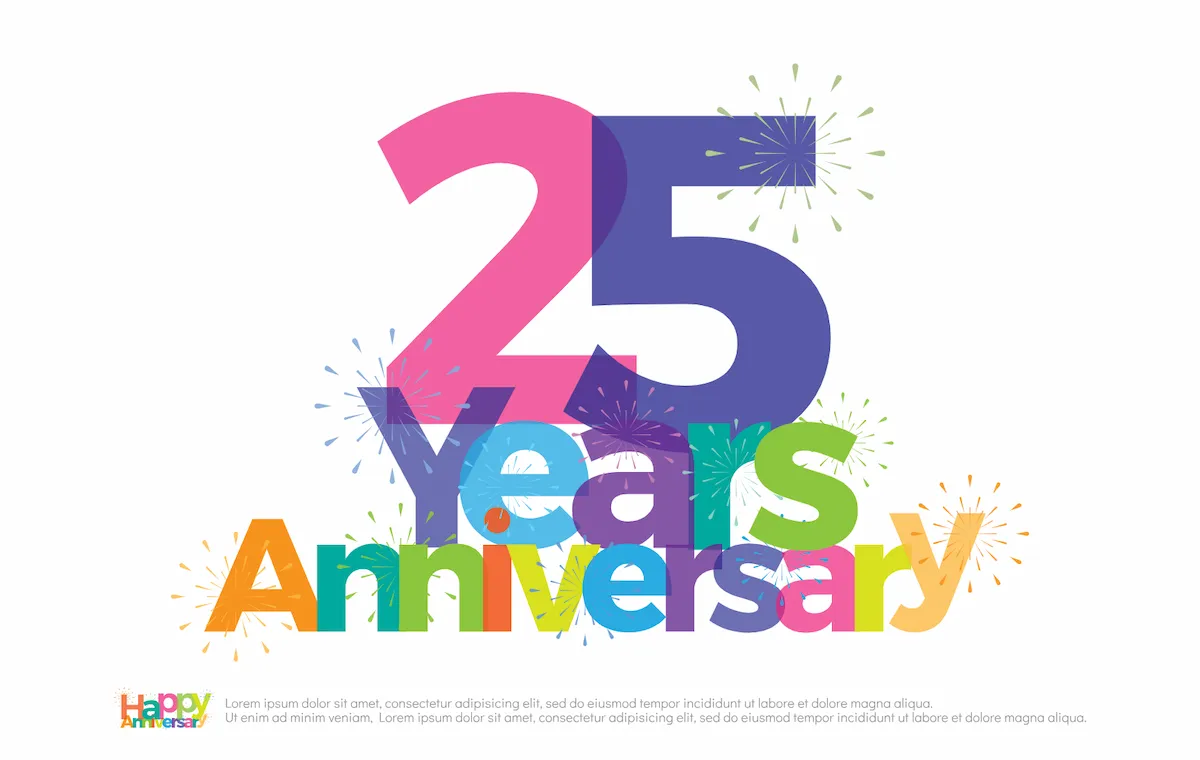 Laser cut and engrave Twenty Fifth Anniversary Celebration Text Design