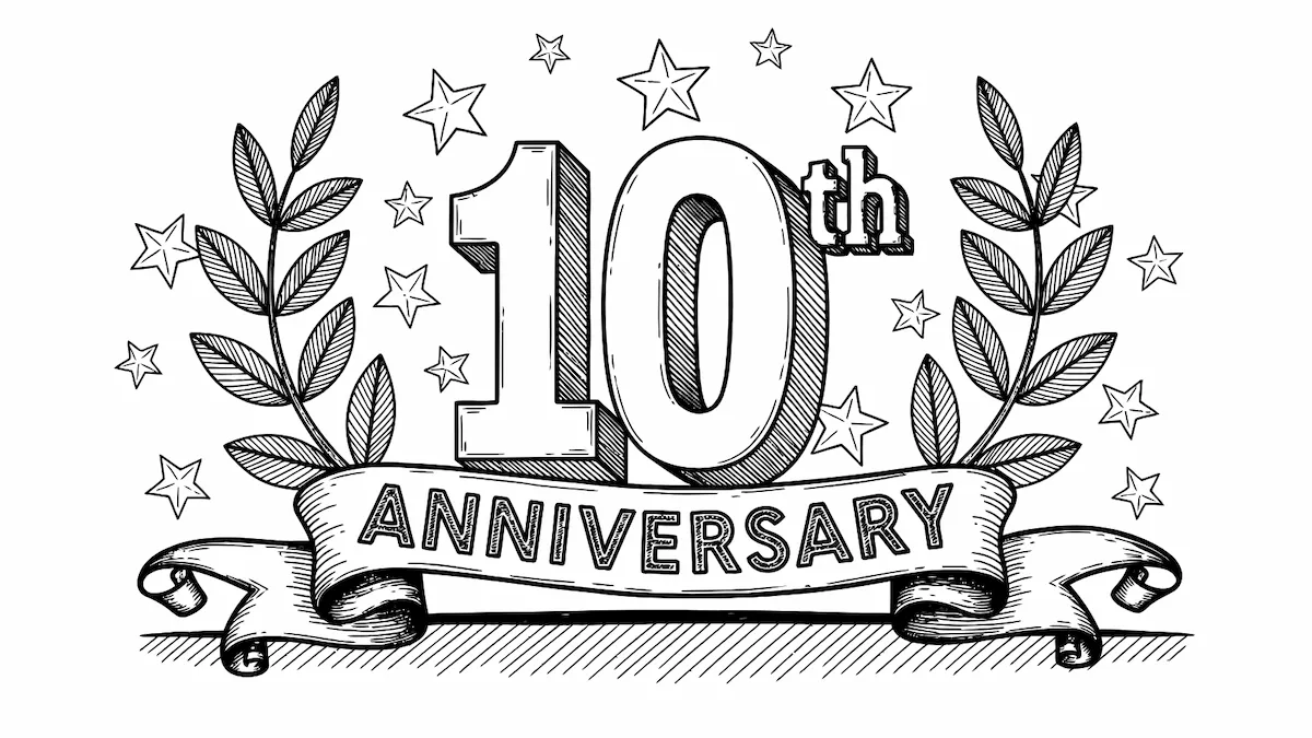 Laser cut and engrave 10th Anniversary Badge With Laurel Wreath