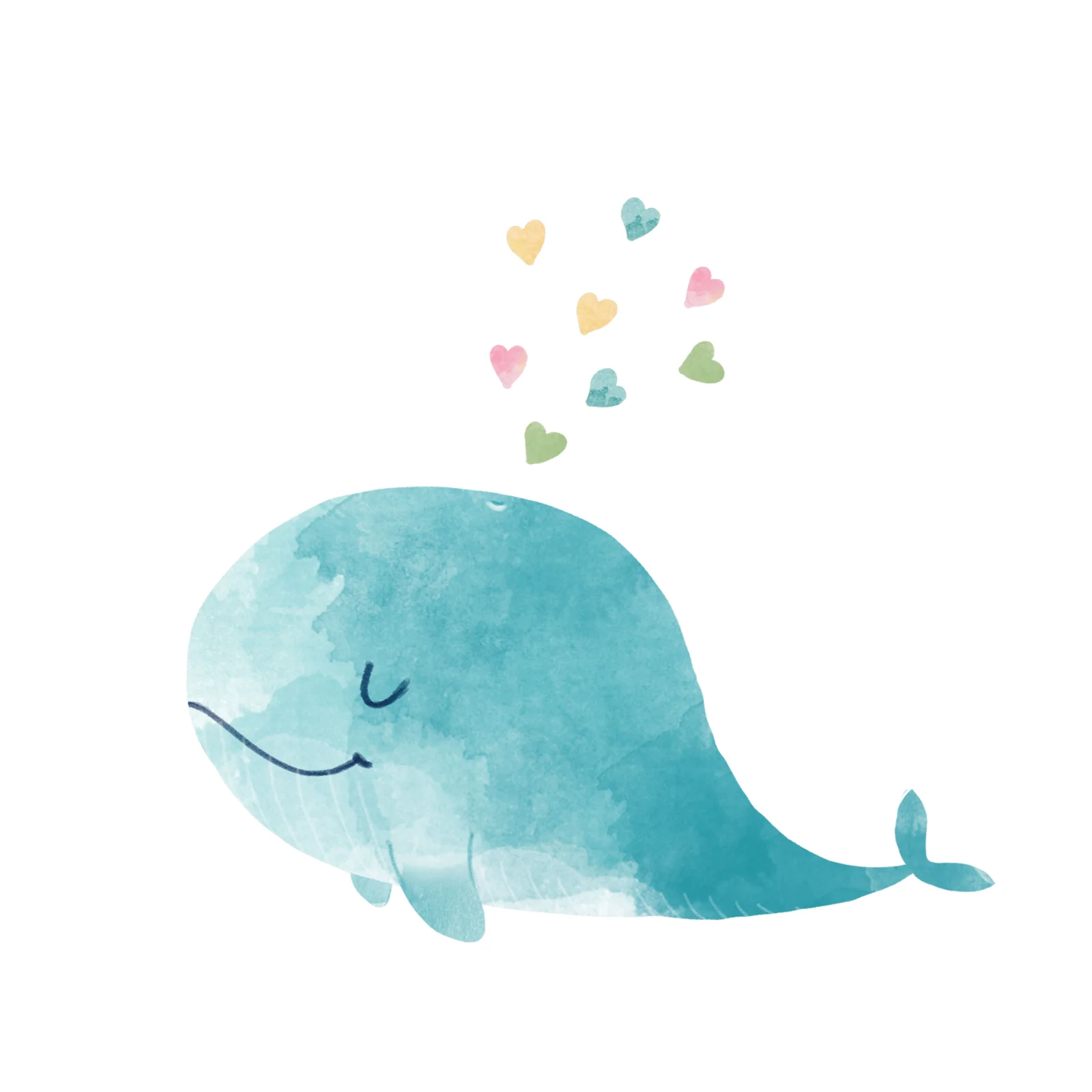 Cute Whale With Floating Hearts