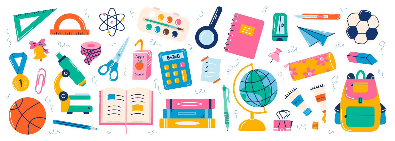Collection Of Colorful School Supply Icons