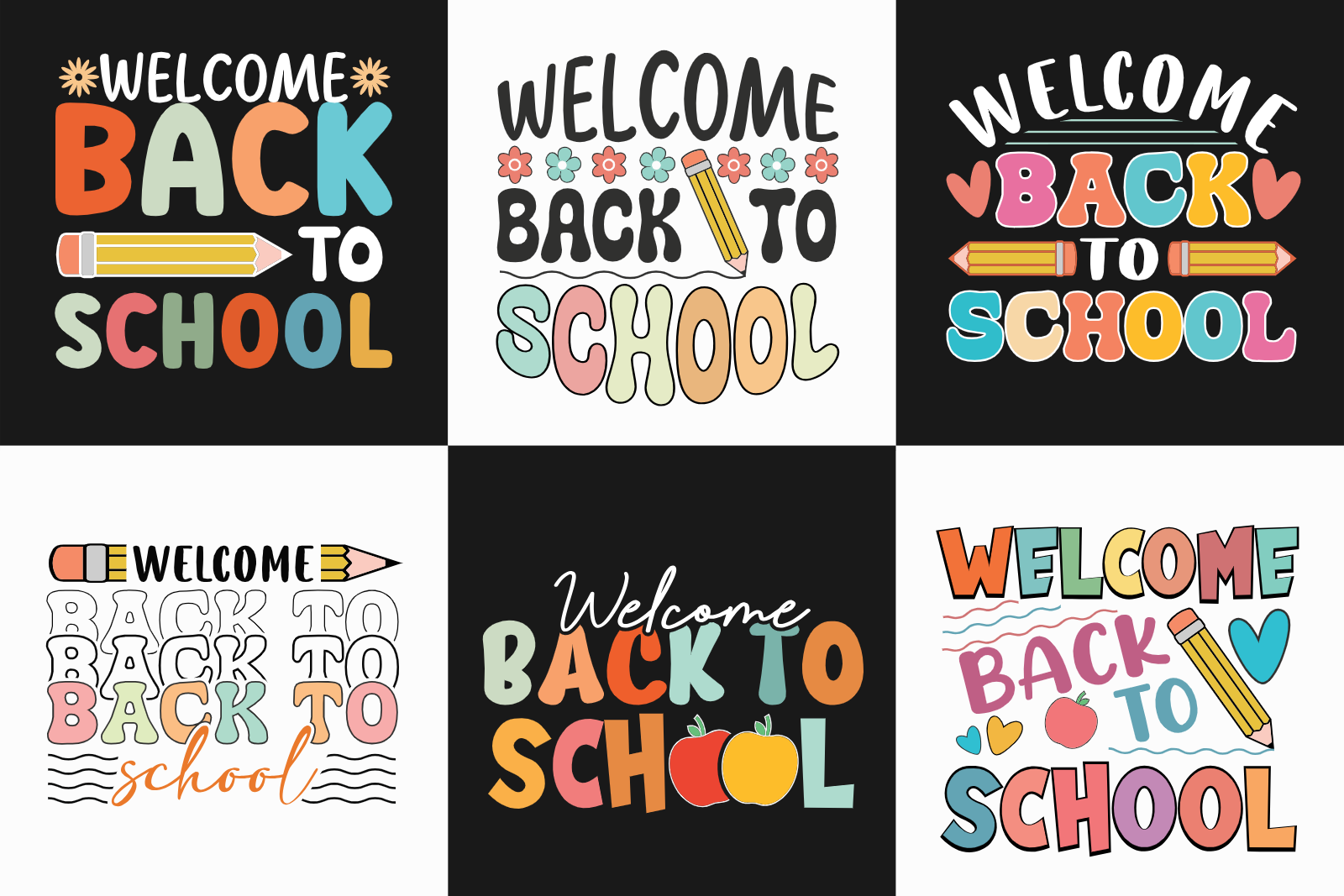 Back To School Educational Typography Set