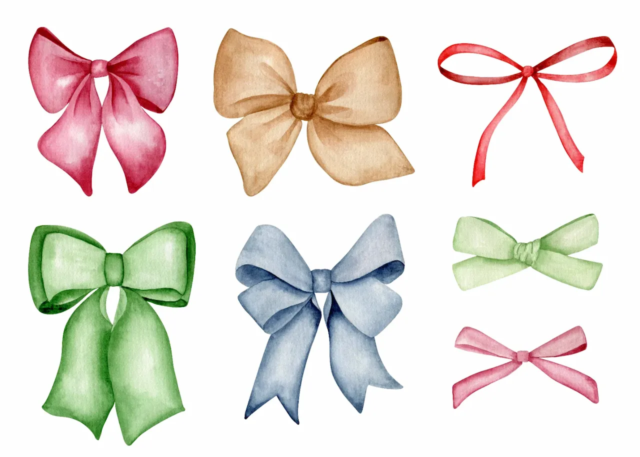 Laser cut and engrave Collection Of Decorative Colorful Ribbon Bows
