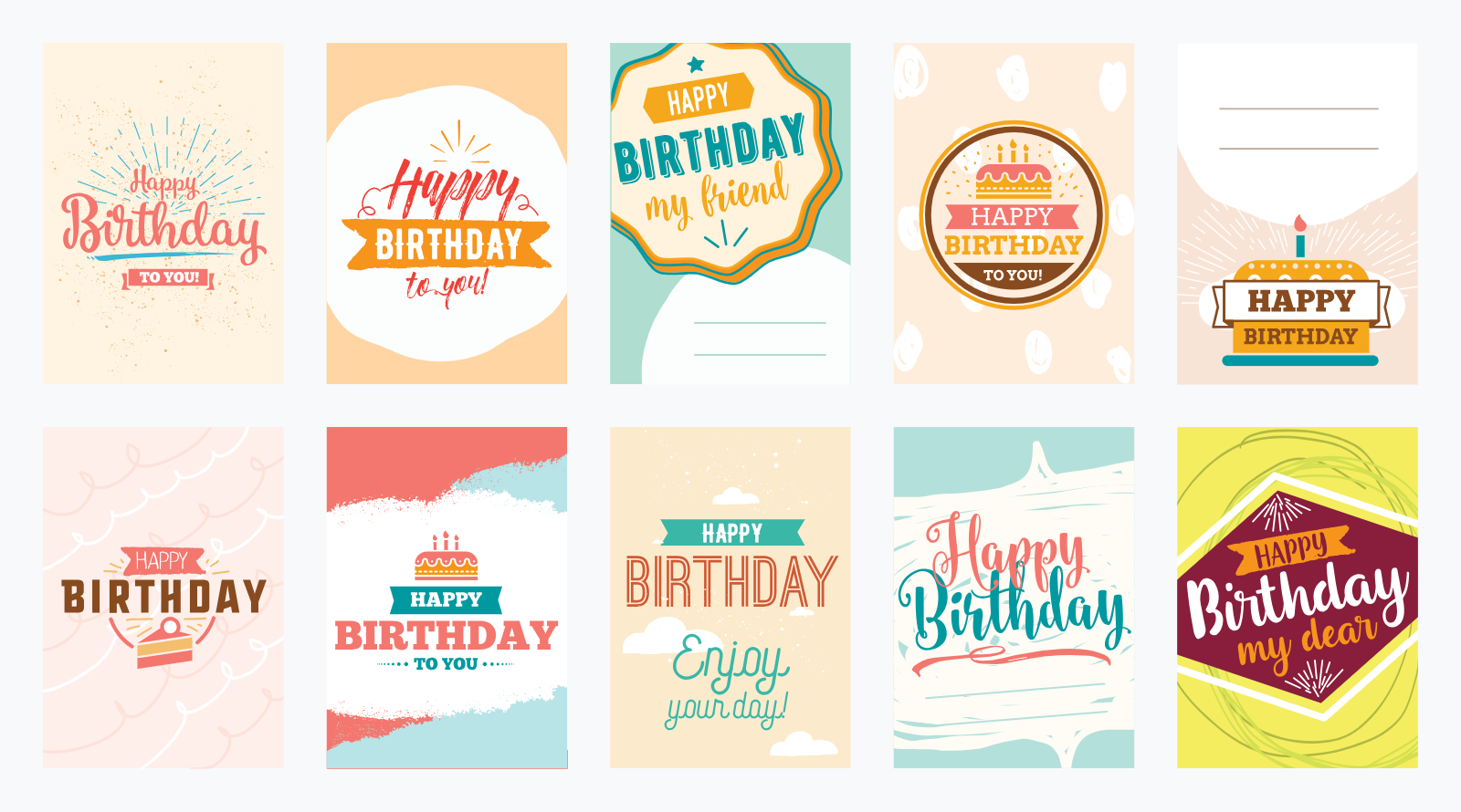 Happy Birthday Greeting Card Templates Collection