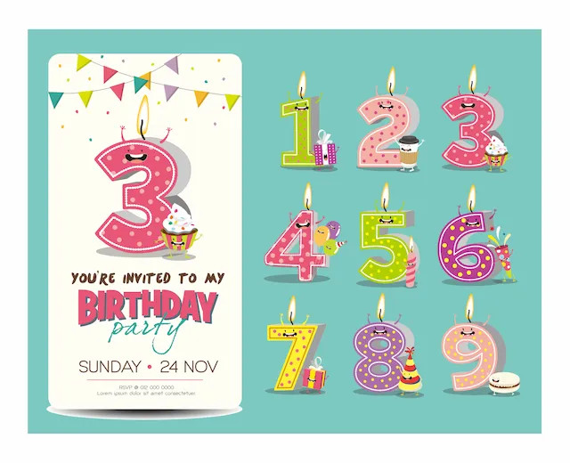 Birthday Party Invitation With Number Candles