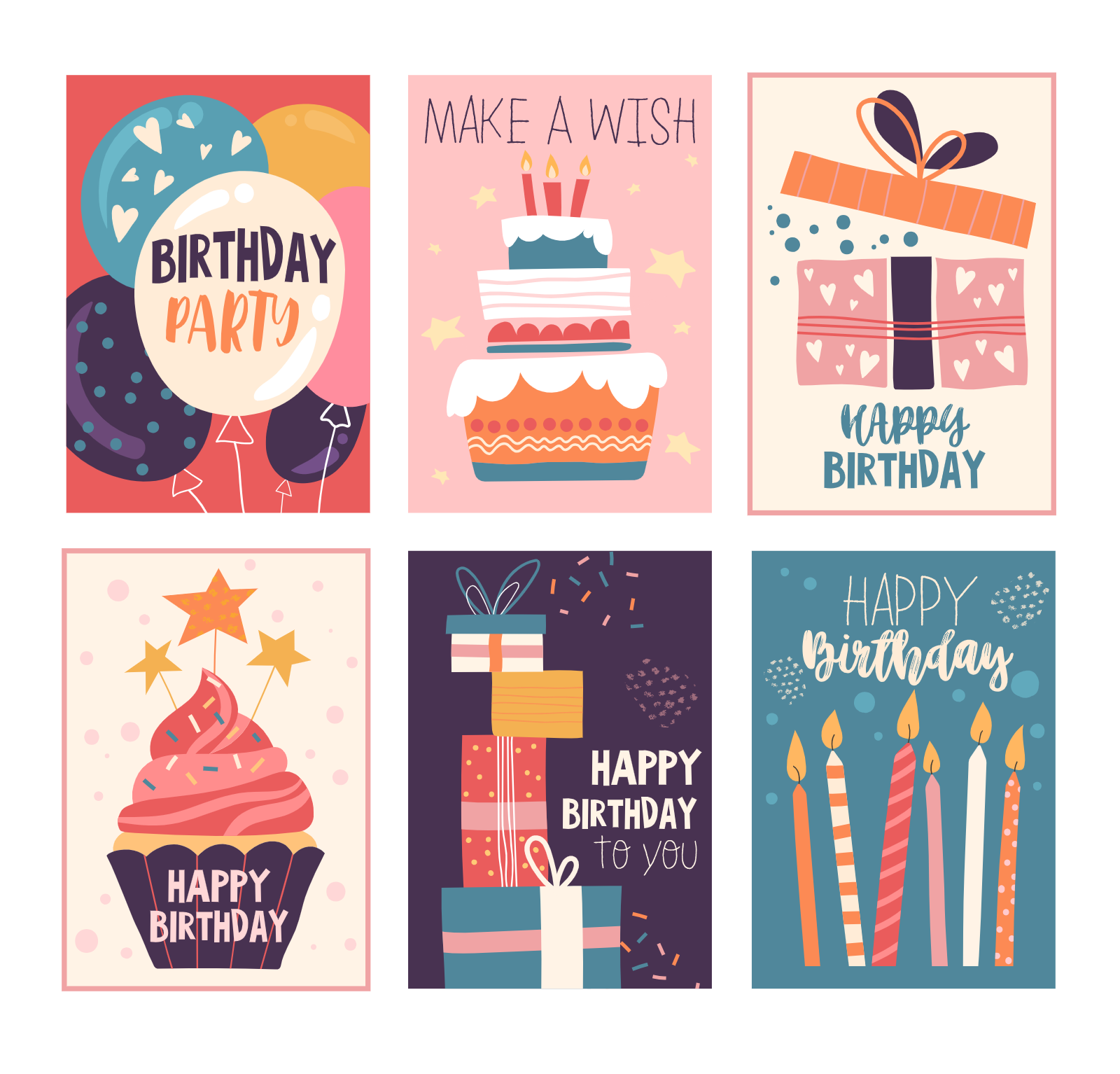 Birthday Greeting Cards With Party Motifs