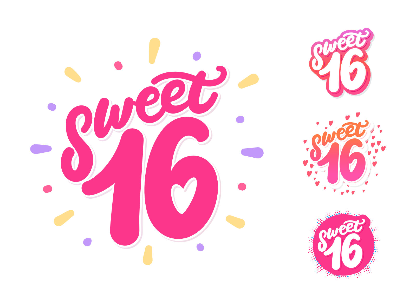 Sweet Sixteen Birthday Party Lettering Set