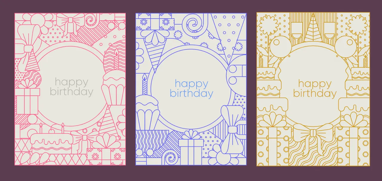 Laser cut and engrave Birthday Party Rectangular Frames With Gifts