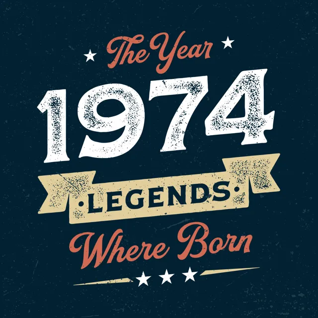 Vintage 1974 Legends Born Typography Design