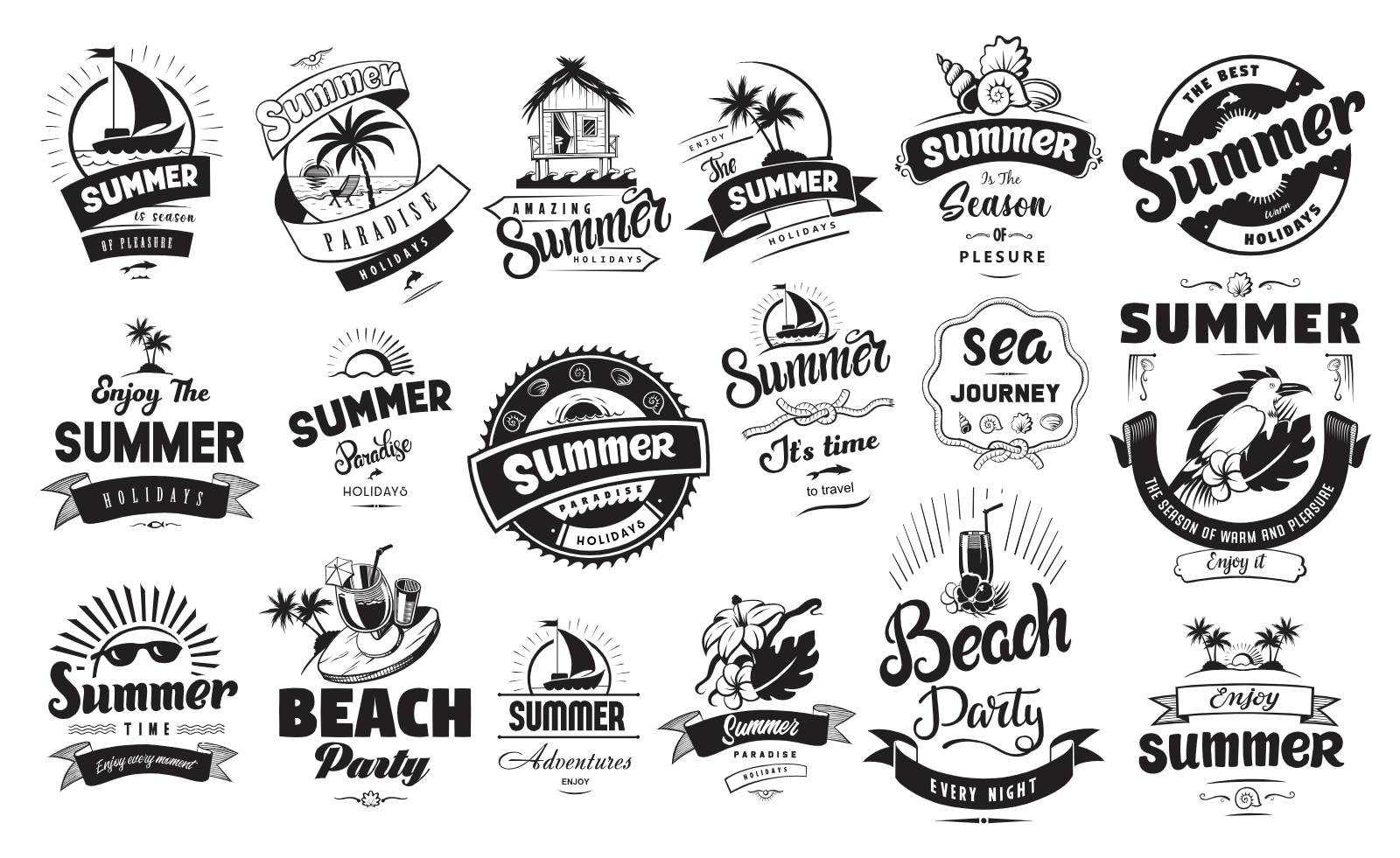 Collection Of Summer Themed Badge Designs