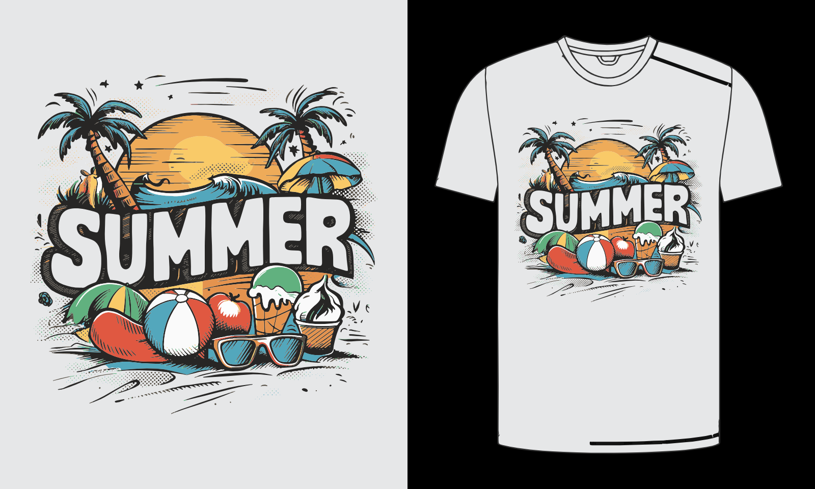 Summer Beach Theme T-Shirt Graphic