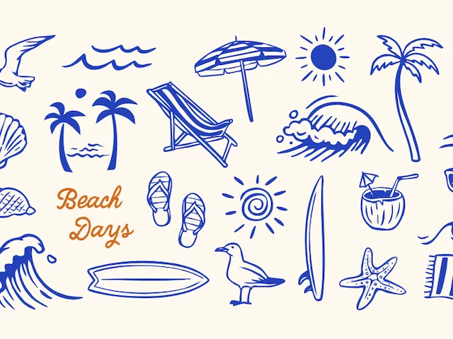 Beach Day Icons And Summer Motifs