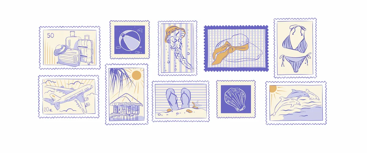 Laser cut and engrave Travel Themed Postage Stamp Collection