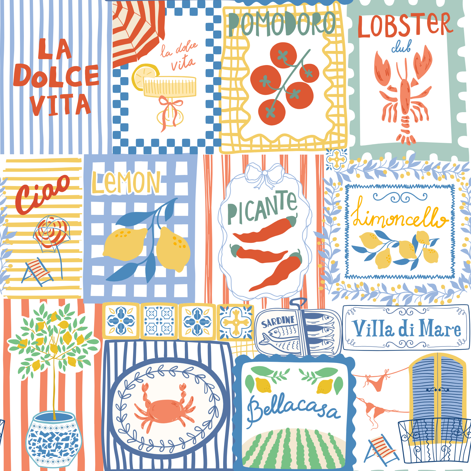 Italian Summer Pattern With Mediterranean Motifs