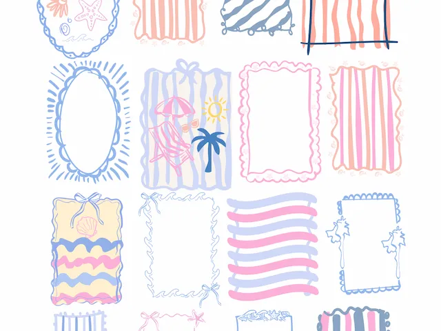 Beach Themed Frames And Patterned Borders