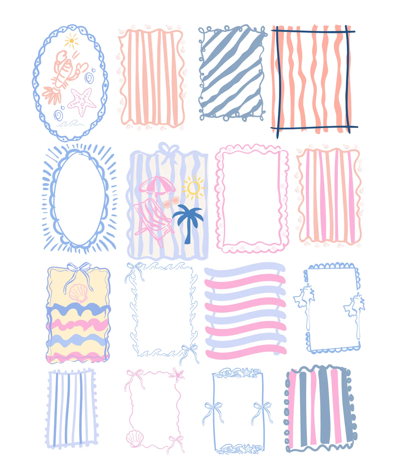 Laser cut and engrave Beach Themed Frames And Patterned Borders