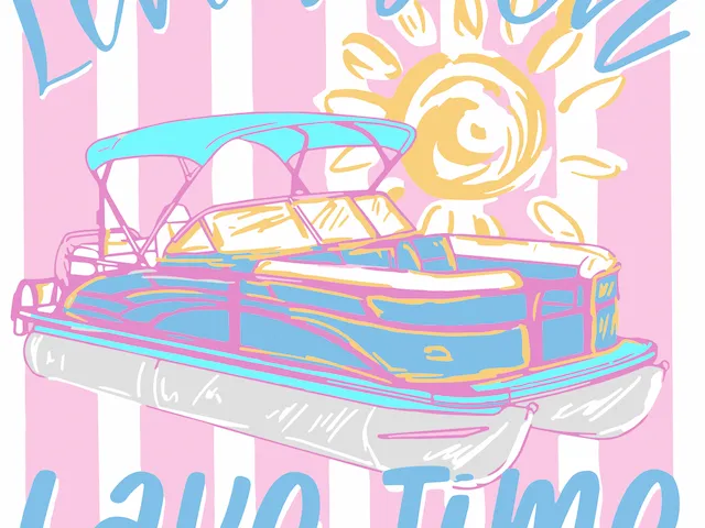 Pontoon Boat With Sun Summer Design