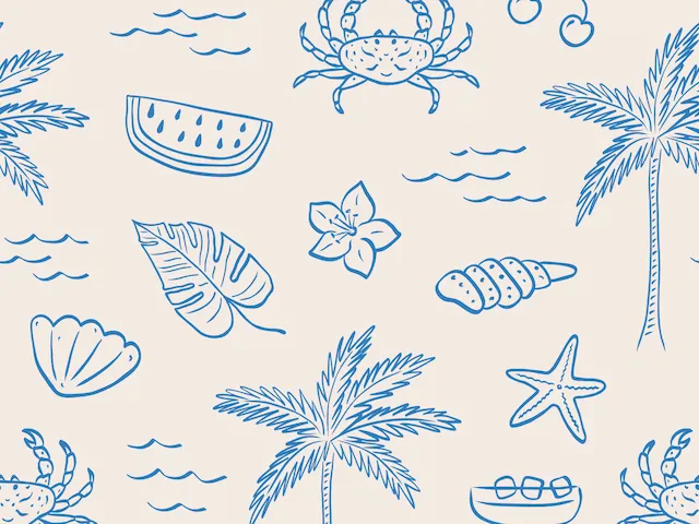 Tropical Beach Summer Seamless Pattern