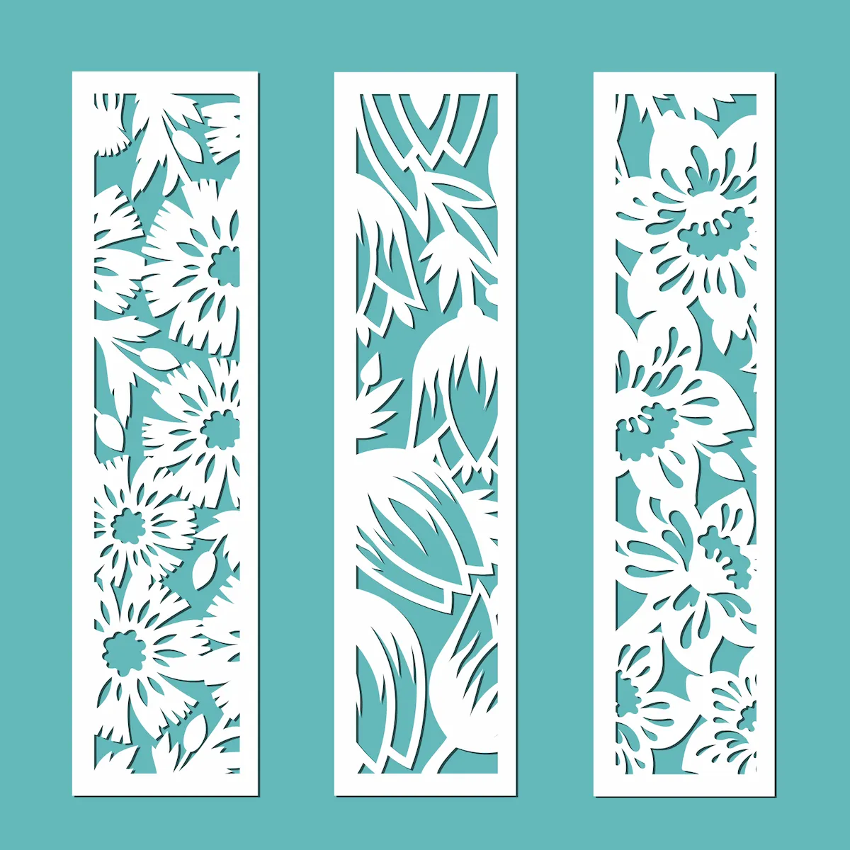 Laser cut and engrave Floral Rectangular Panels With Botanical Motifs