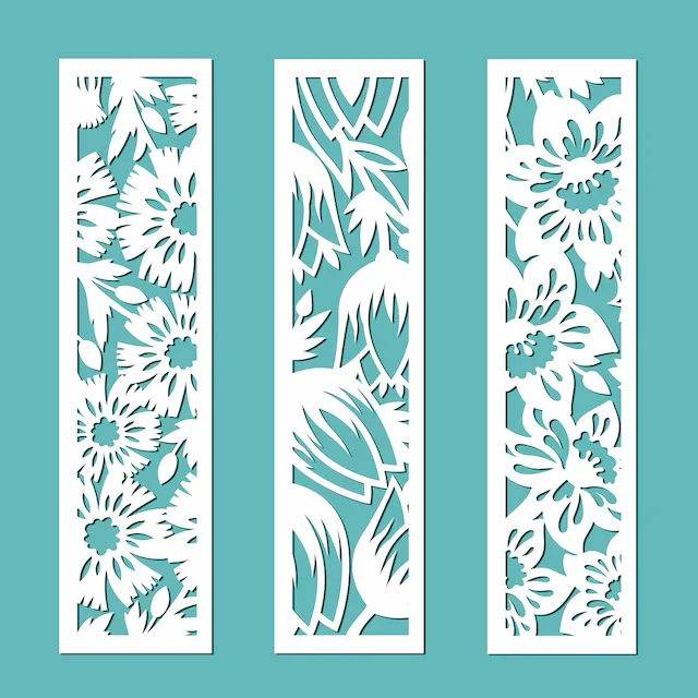 Floral Rectangular Panels With Botanical Motifs