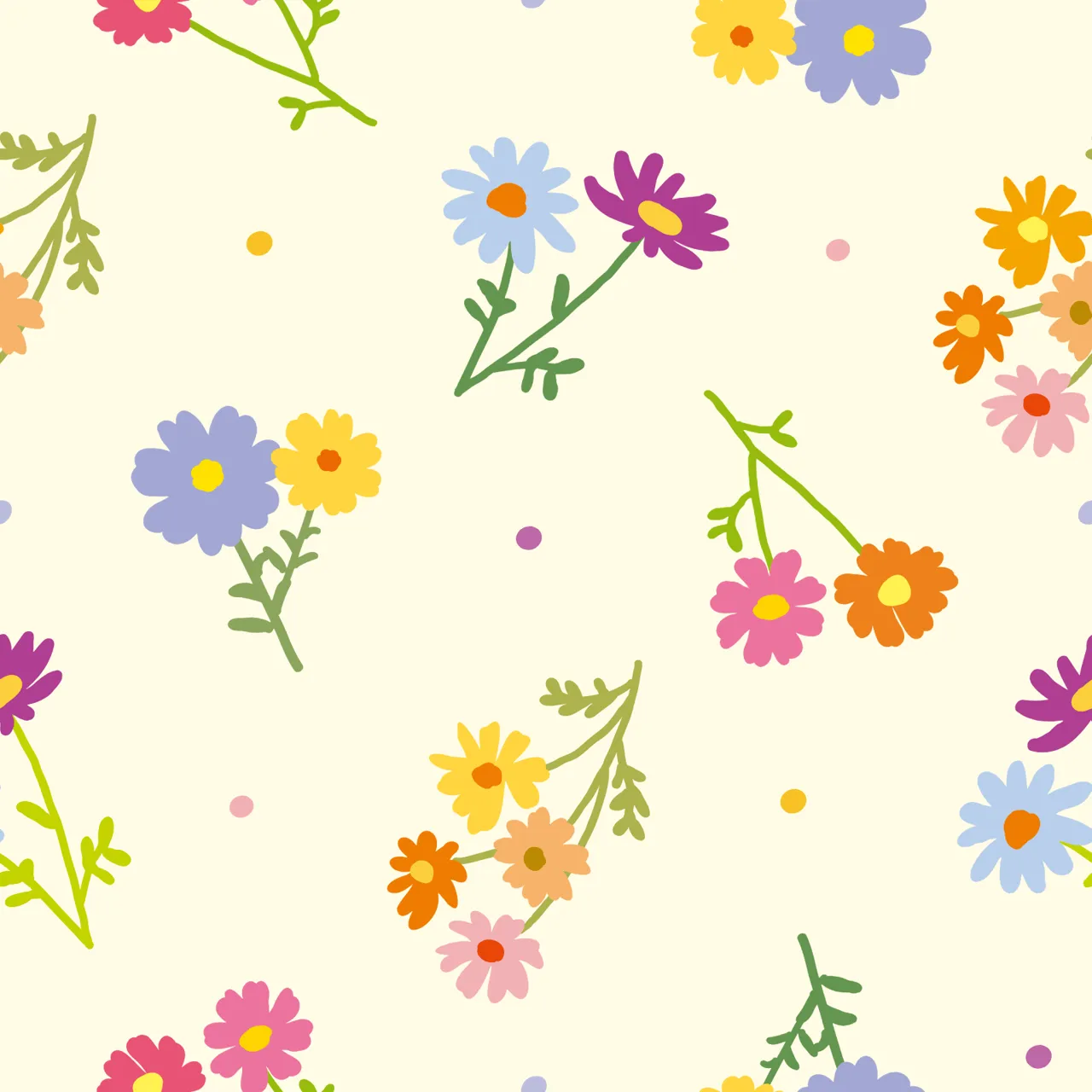 Laser cut and engrave Colorful Floral Pattern With Small Dots