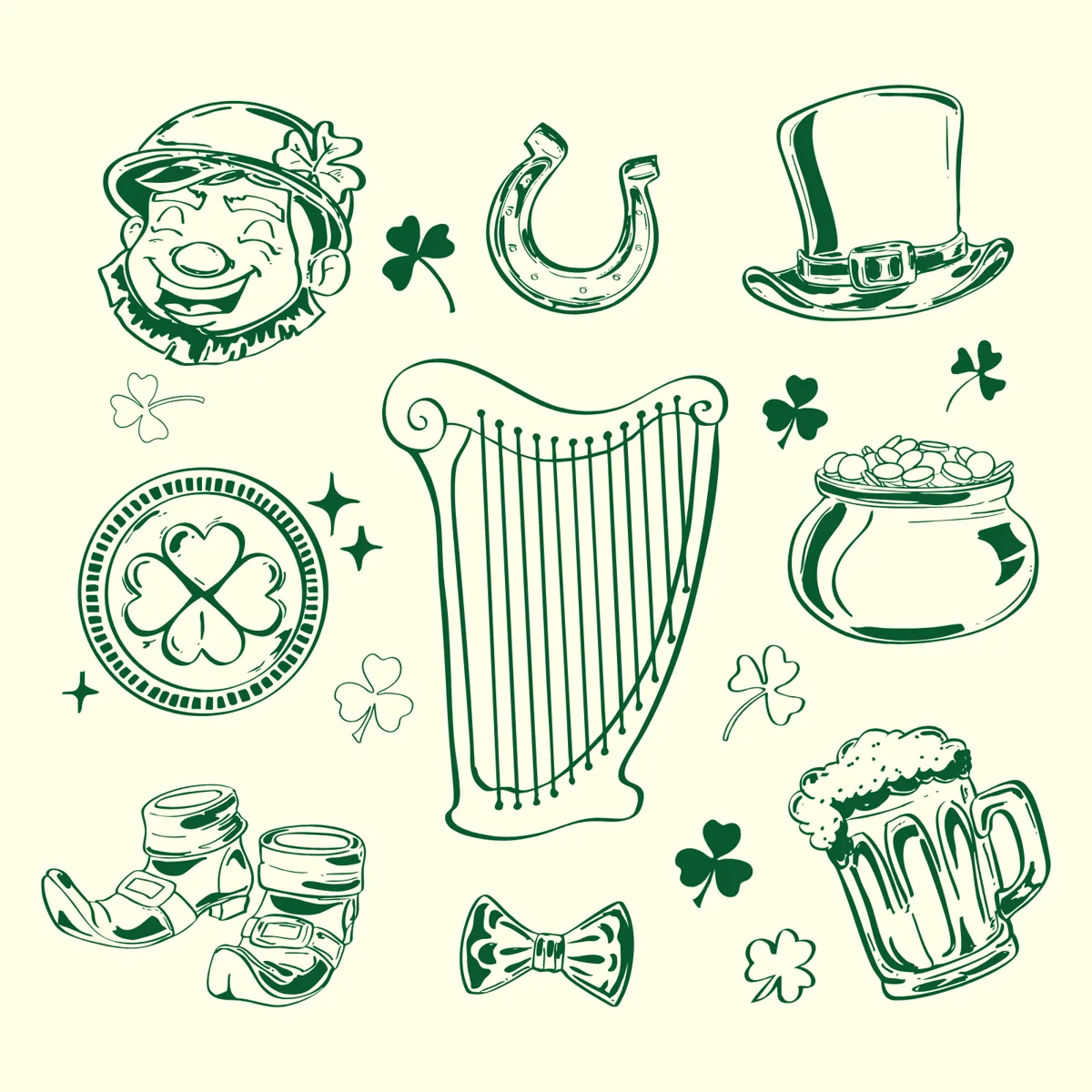 Laser cut and engrave Saint Patrick Day Themed Icon Collection