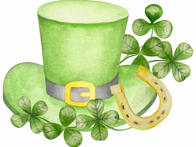 Leprechaun Hat With Clover And Horseshoe