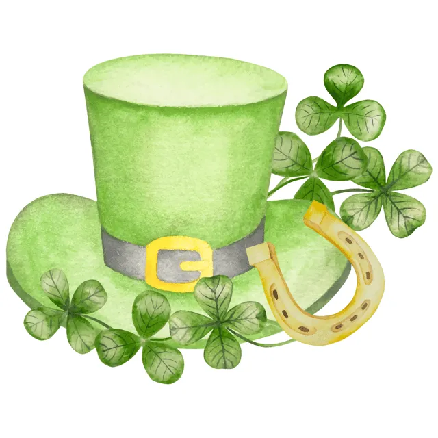 Leprechaun Hat With Clover And Horseshoe