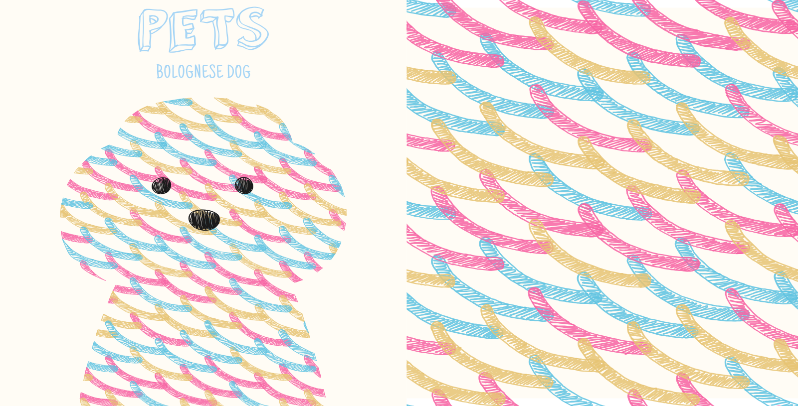 Laser cut and engrave Bolognese Dog Pattern With Scribble Texture