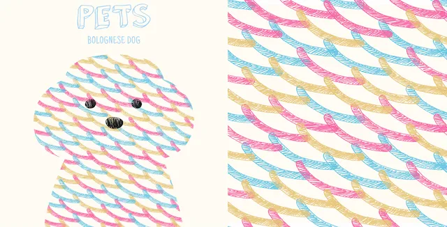 Bolognese Dog Pattern With Scribble Texture