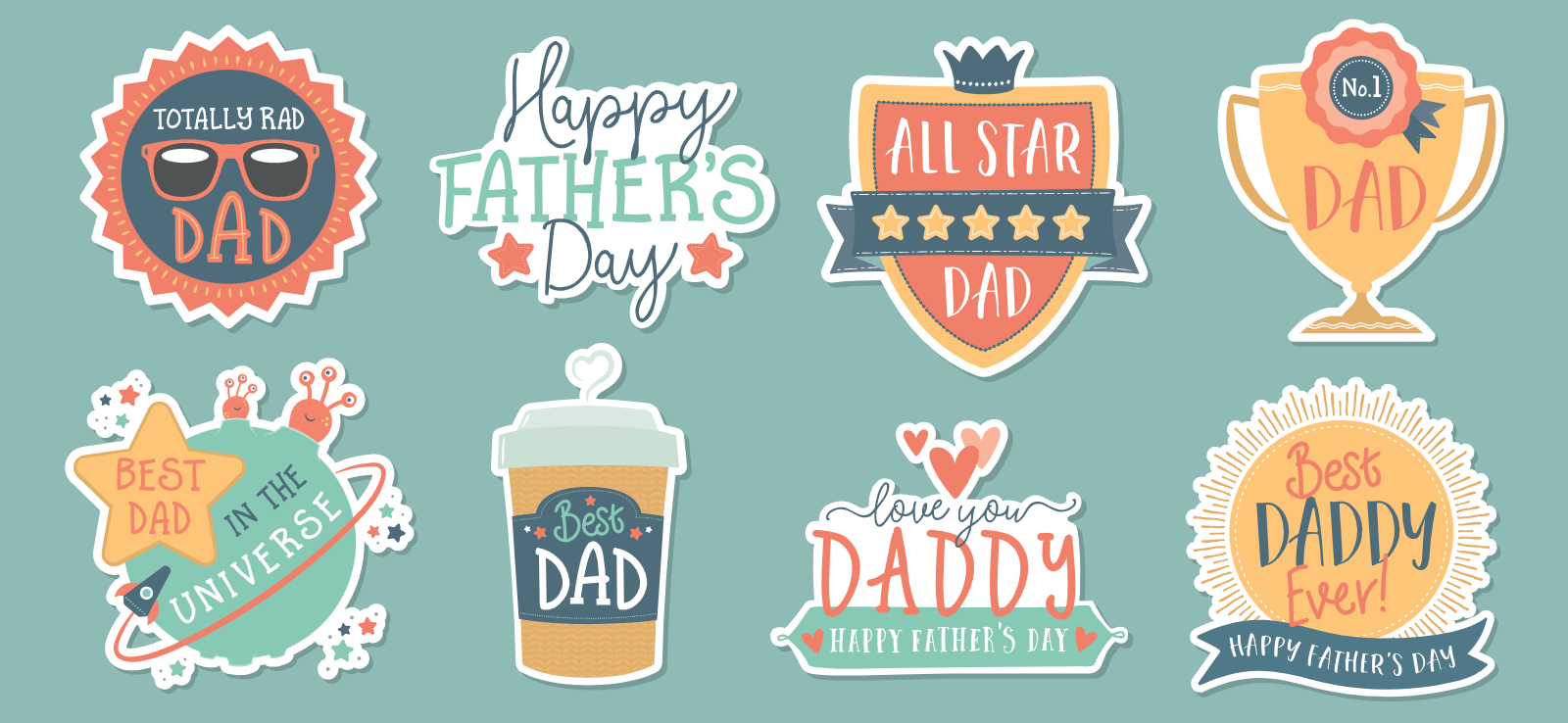 Father's Day Decorative Badge Sticker Set