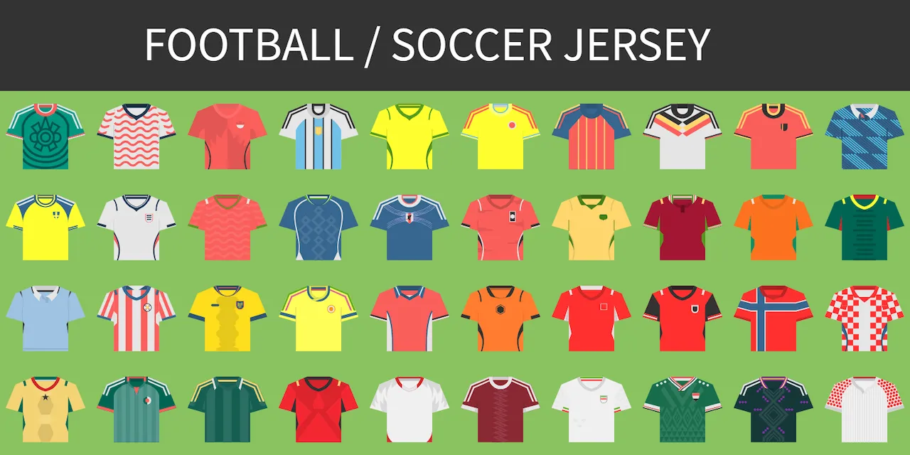 Laser cut and engrave Collection Of Football And Soccer Jerseys