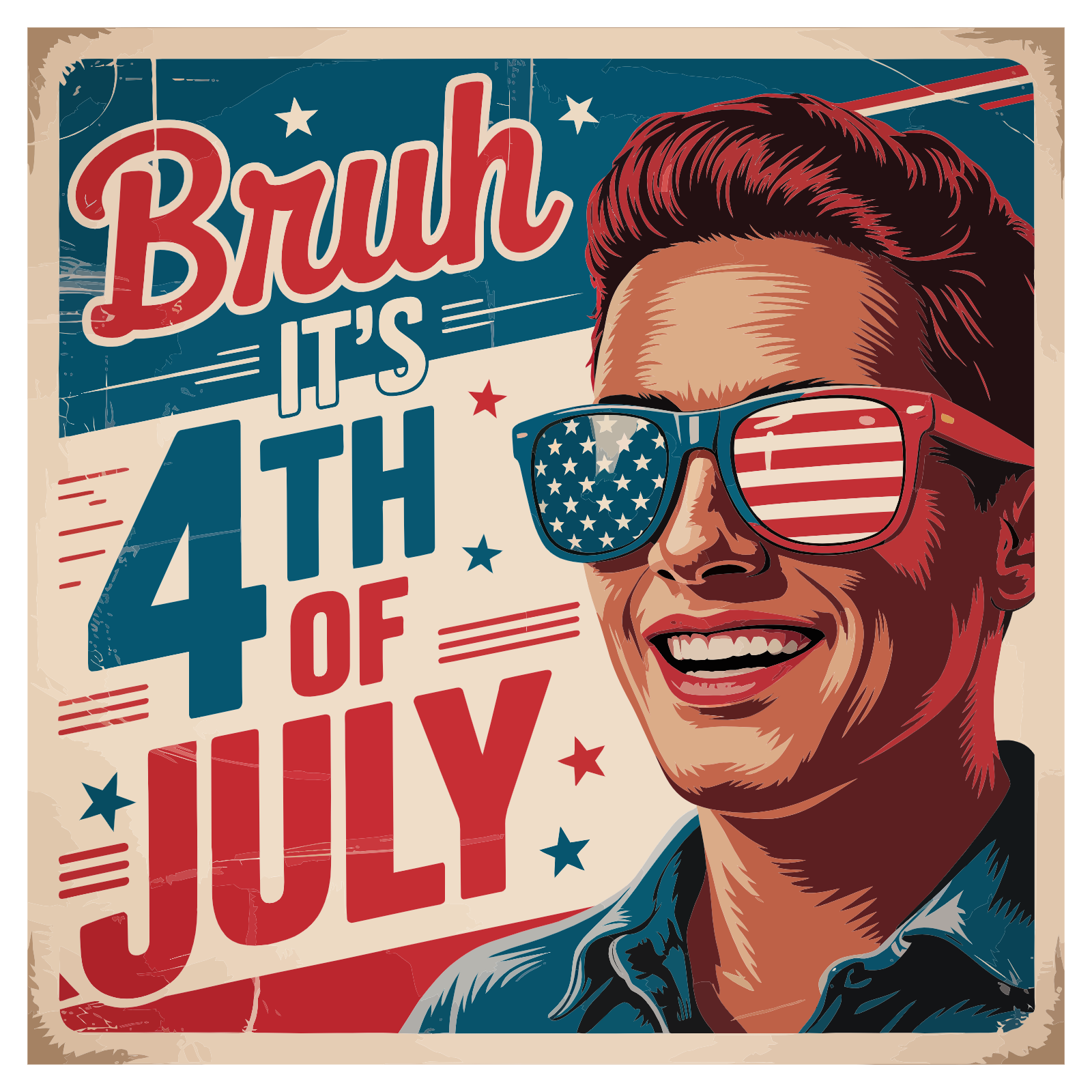 Fourth Of July Man With Sunglasses