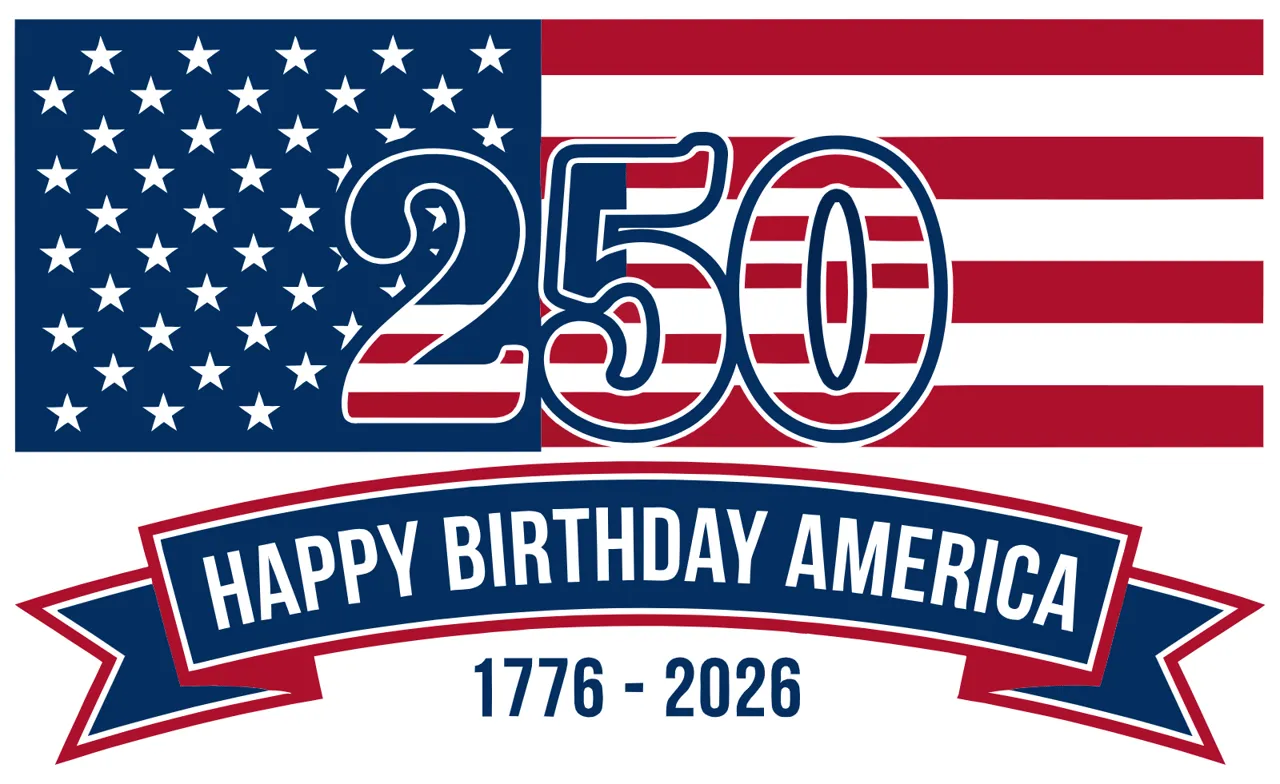 Laser cut and engrave American 250th Anniversary Banner With Flag